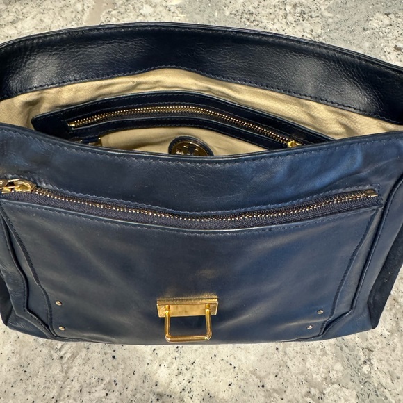 Tory Burch 797 Medium Satchel Gold, Suede, Leather - Picture 3 of 7